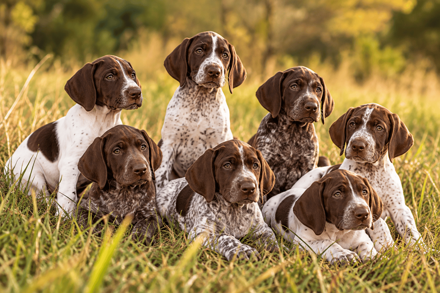 German Shorthaired Pointer Puppy Meadow Gathering